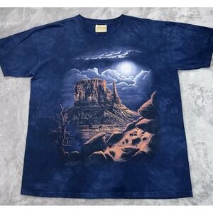 Vtg THE MOUNTAIN T-Shirt Adult XL Blue Tie Dye Monument Valley Desert Moon Y2K